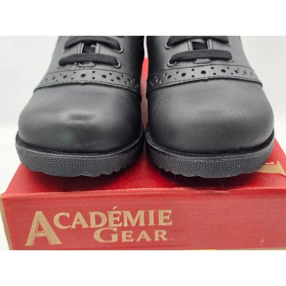 Academie Gear Honor Saddle Shoes Kids Size 1 Black Leather Uniform - New